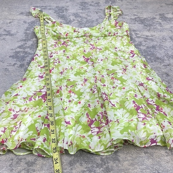 New Likely Gavina Mini Dress In Green Floral Flutter Strap Cut Out Back Sz 8 - Picture 12 of 15